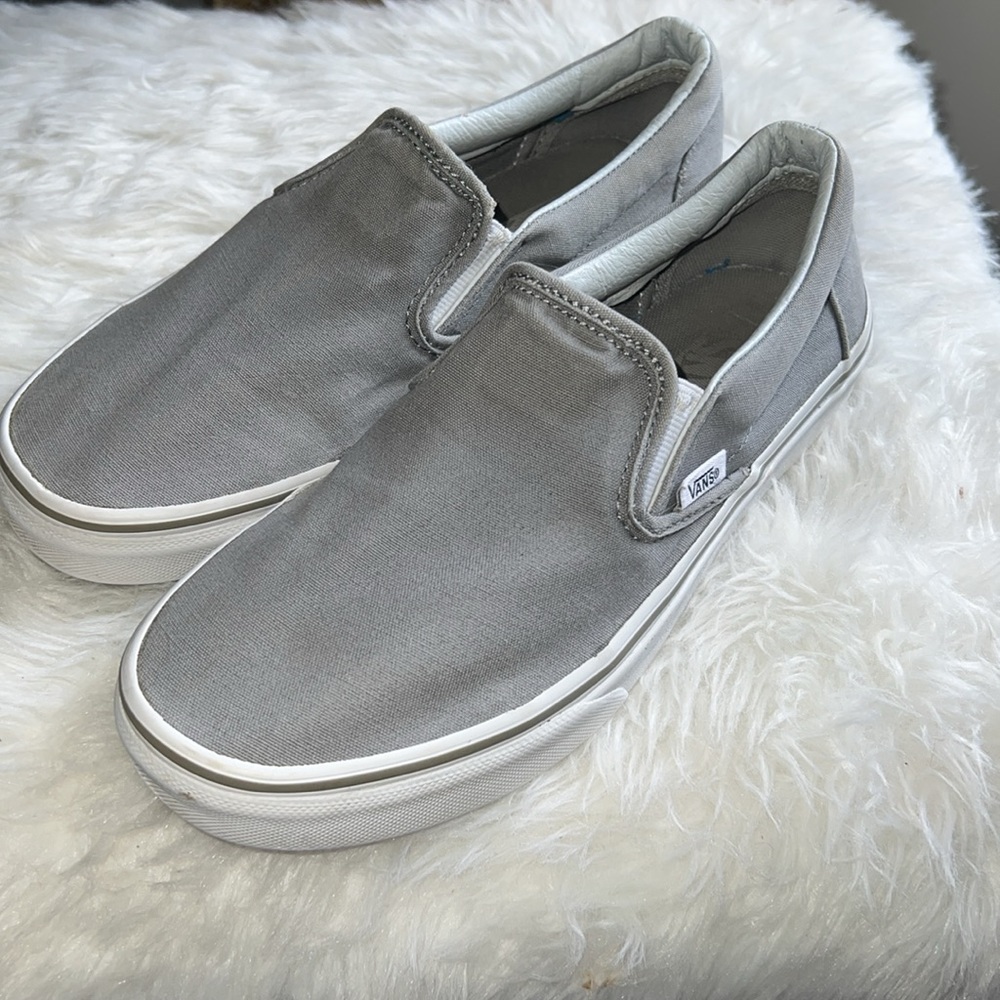 vans gray slip ons